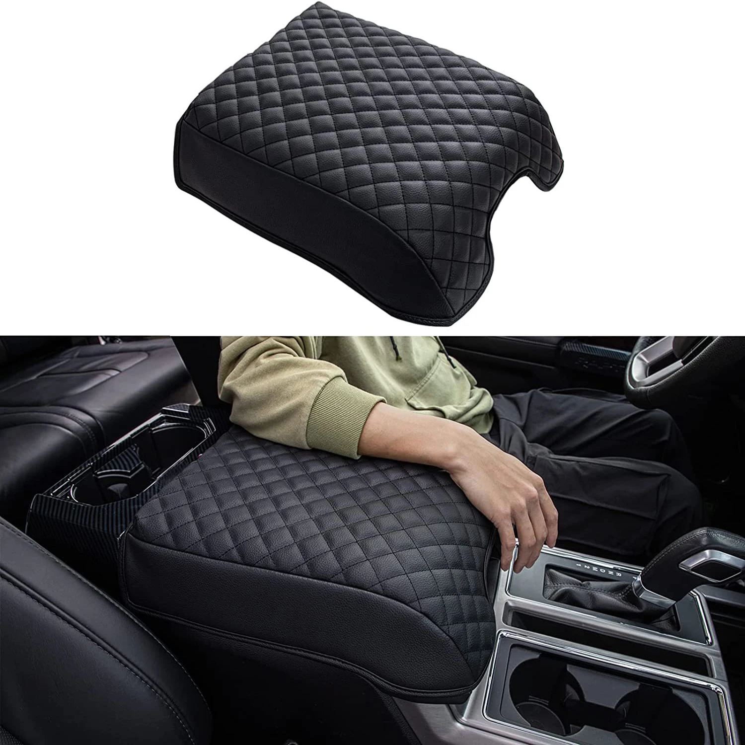 

Car Armrest Mat Center Console Arm Rest Protection Cushion PU Leather Auto Armrests For Ford F150 15-20 F250 350