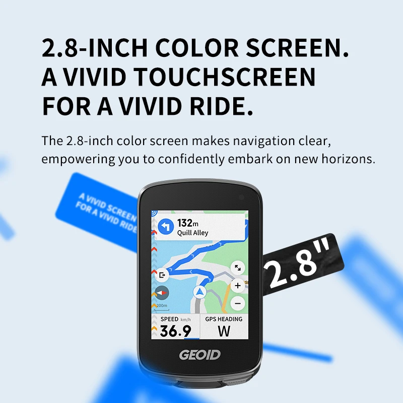 Фото Велокомпьютер GEOID CC700 Pro с 2,8-дюймовым сенсорным экраном, GPS-спидометр, навигация по глобальным картам, одометр для велоспорта, совместимость с Strava №1