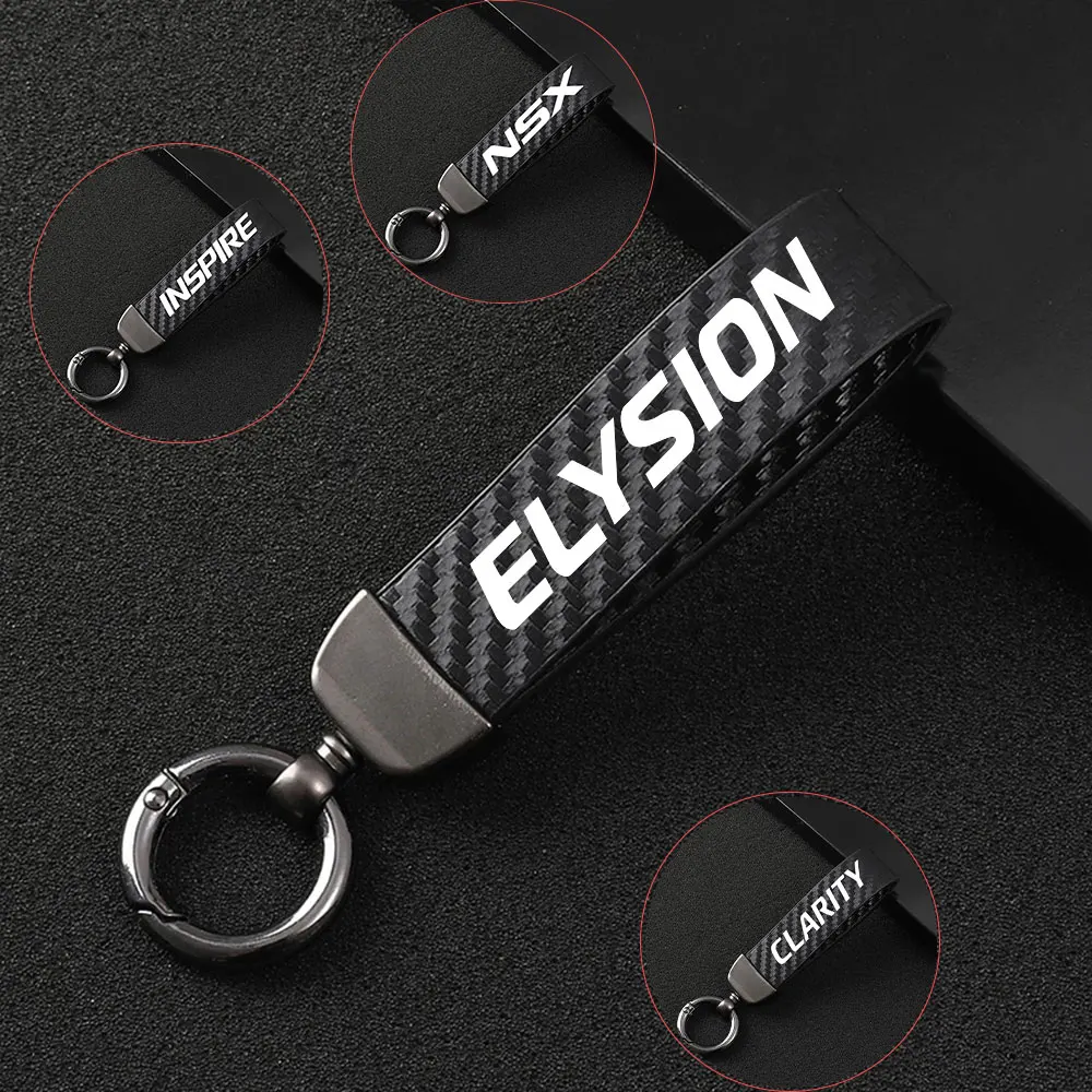 

Car KeyChain Carbon Fiber Style Leather Car Key Rings For Honda Elysion Inspire Clarity NSX Mobilio Auto Styling Accessories