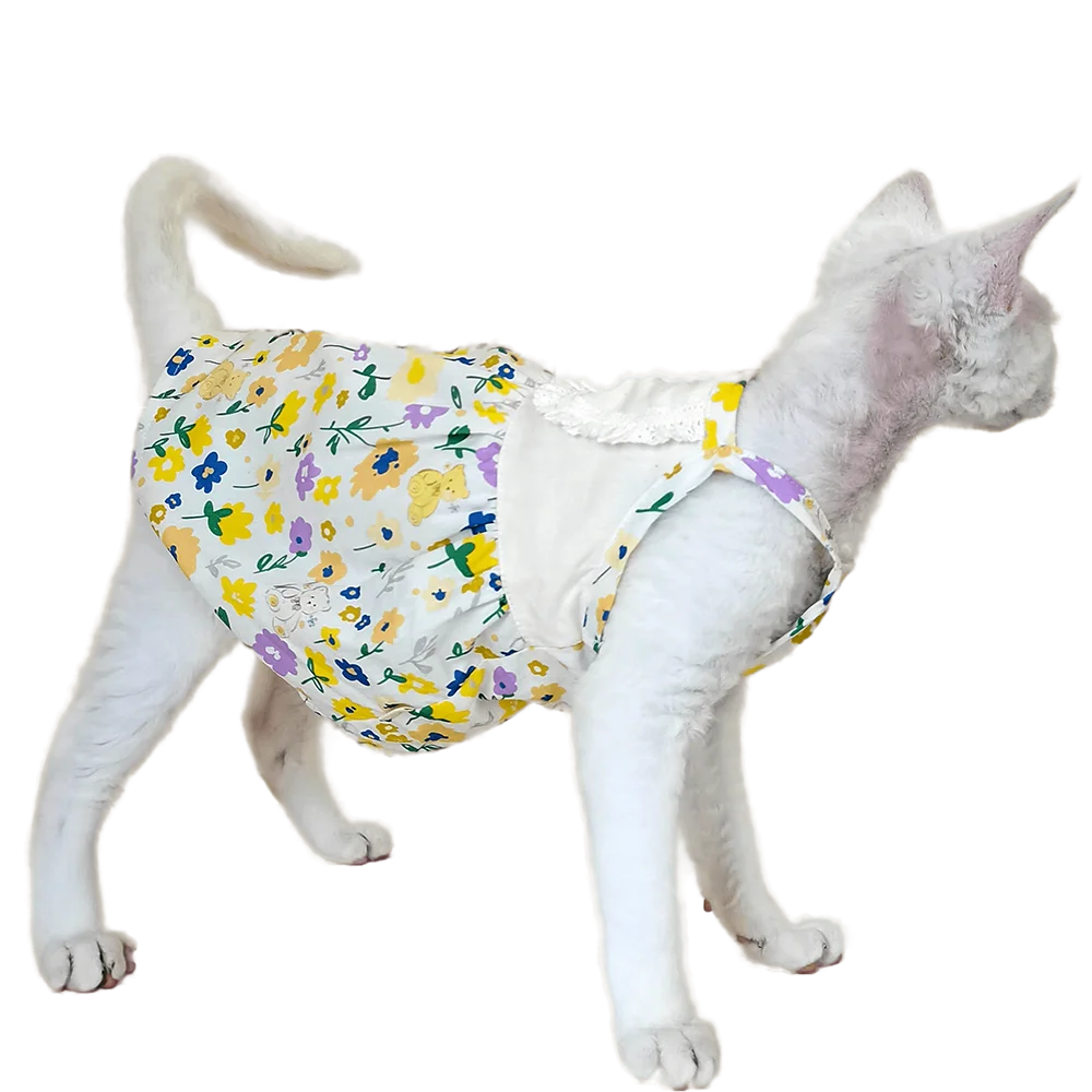 

Thin Summer Princess Dress Pure Cotton Conis Sphinx Hairless Cat Devon Rec Clothes for Cats Dresses Sphynx Cat Clothes
