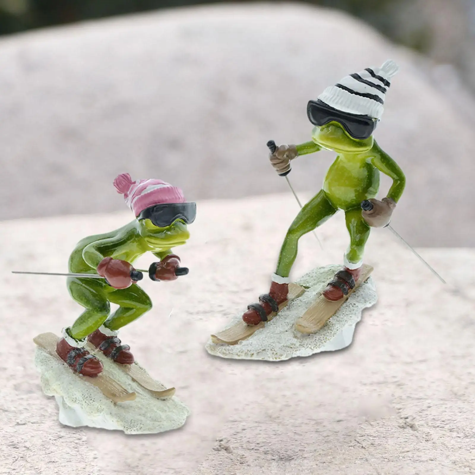 

Пара лягушек статуя украшение для стола Resin Ski фигурки лягушек