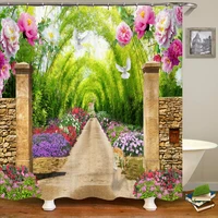 3d garden forest flower scenery printed waterproof shower curtain with hook polyester bathroom curtain home decoration curtain