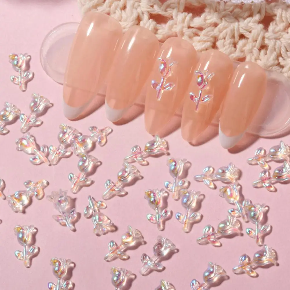

100pcs Dignified Resin Rose Flower Nail Art Decorations Decorous Jewelry Nail Charm Manicure Nails Glitter Accessories Wholesale