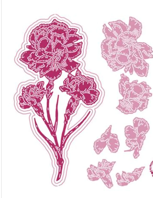 

Carnation Die & Stamp Set for DIY Scrapbooking Crafts Maker Photo Album Template Handmade Decoration 2022 New