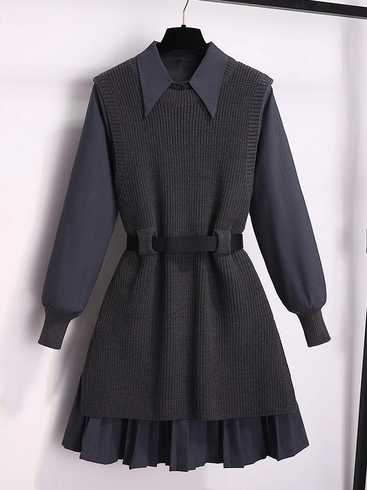 Полный комплект осеннее платье женское на осень и зиму 2024 новые модные рубашки High