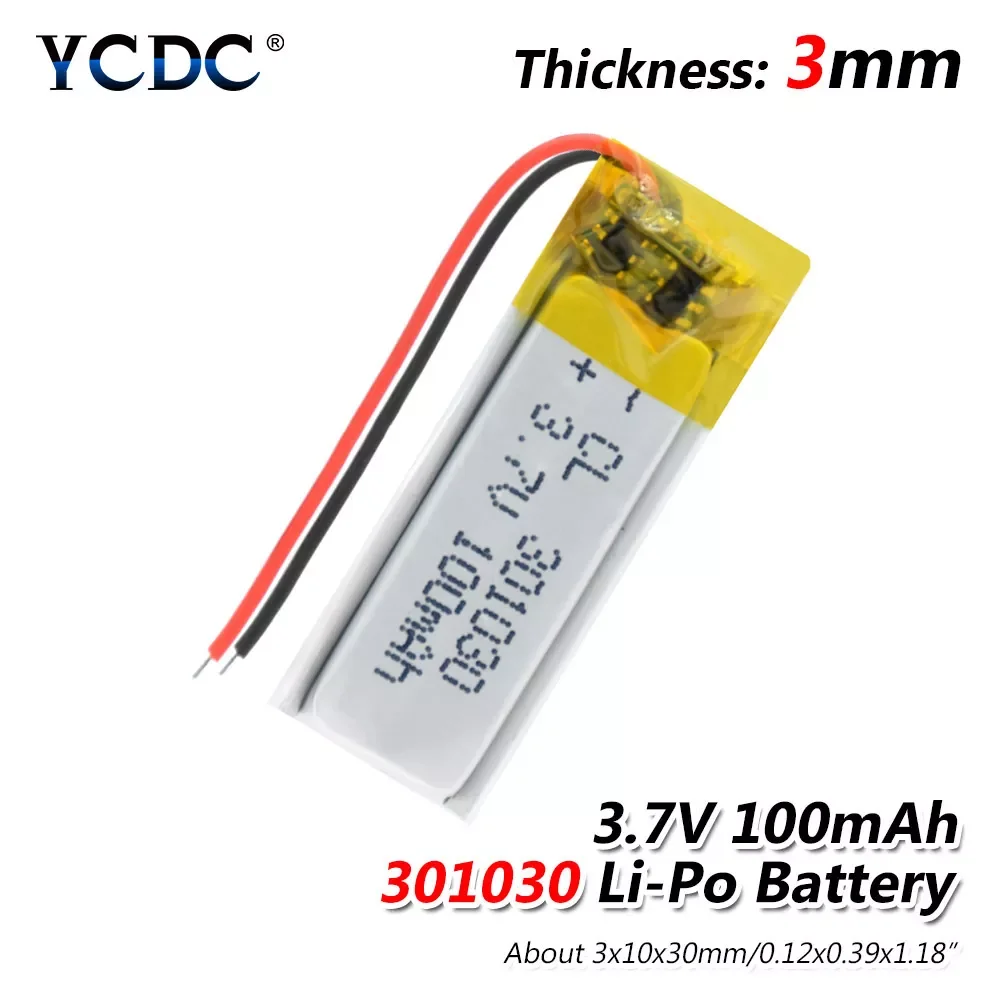 

2023NEW 1/2/4pcs 3.7V 301030 100mah Lithium Li Ion Polymer Lipo Rechargeable Battery For Headset Recording Pen Smart Bracelet