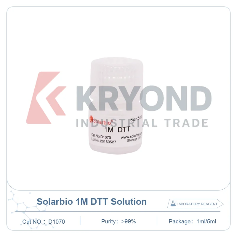 Фото Редуцирующий агент Solarbio 1M DTT Solution D1070, 1 мл, 5 мл, для подготовки протеиновых образцов, использования в лабораторных биохимических исследованиях и тестировании №1