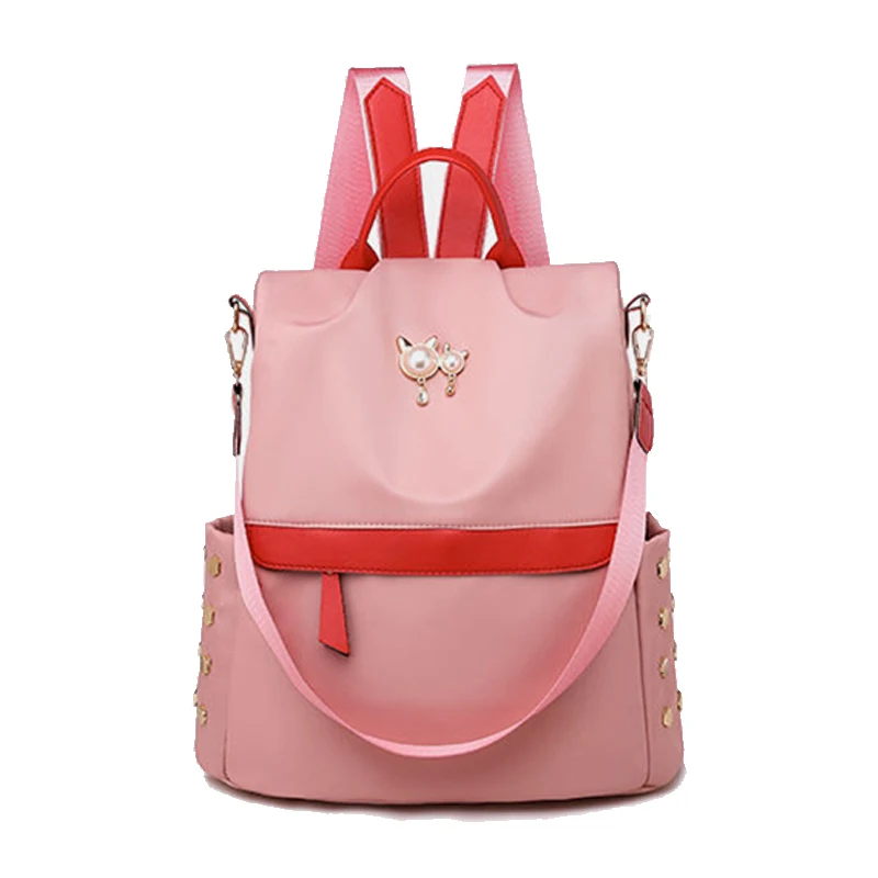 

2022 Pink Women Backpacks Portable School Bag Waterproof Oxford Women Backpack Fashion Anti-theft High Quality Large Capacity
