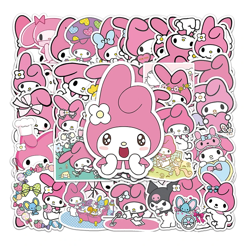 50 шт. наклейки Sanrio Mymelody аниме мультфильм не повторяющийся граффити украшение для багажа наклейки на чашки с водой