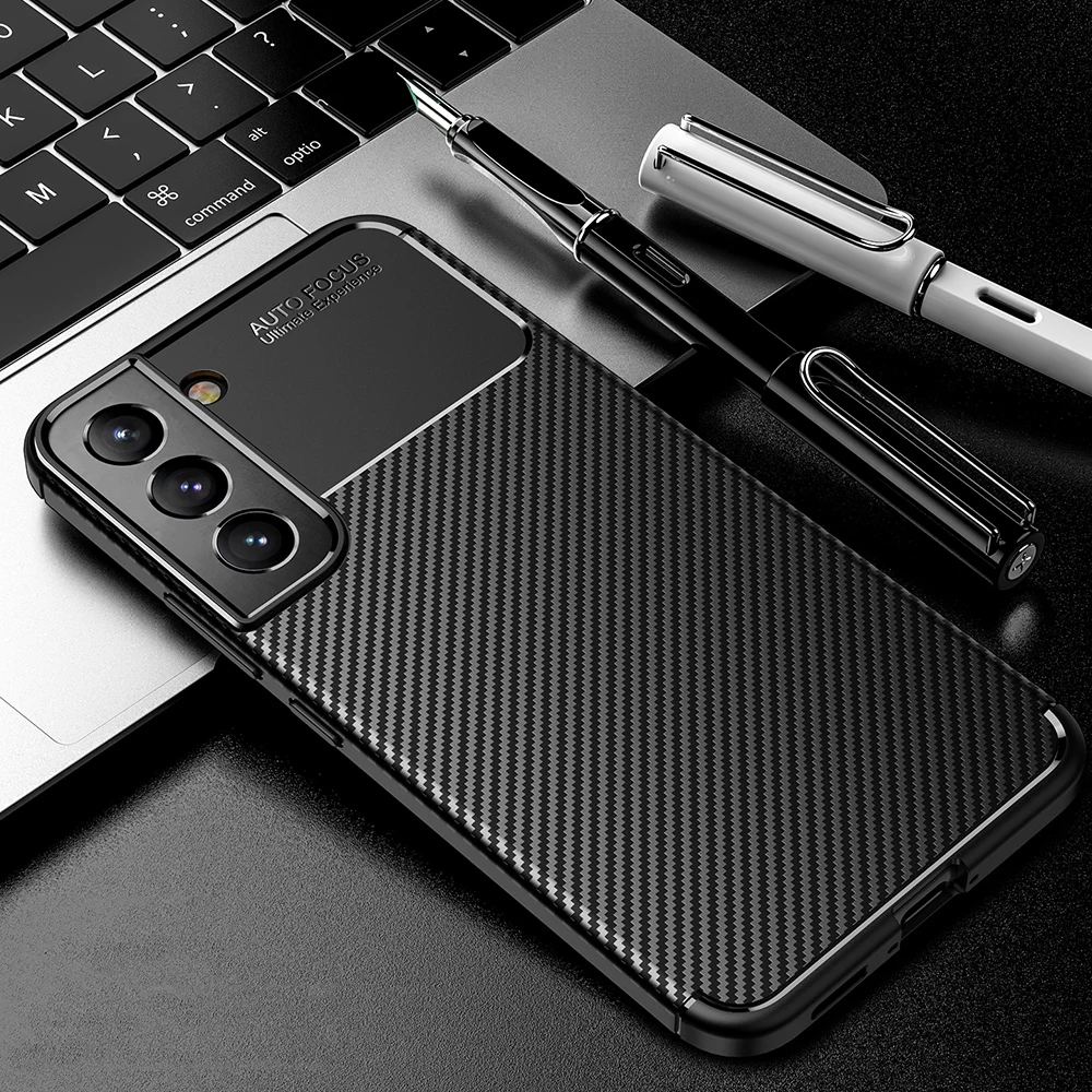 

Carbon Fiber Armor Phone Case For Samsung Galaxy S22 Ultra Four Corners Reinforced Anti-drop cover For Samsung Galaxy S22 Plus