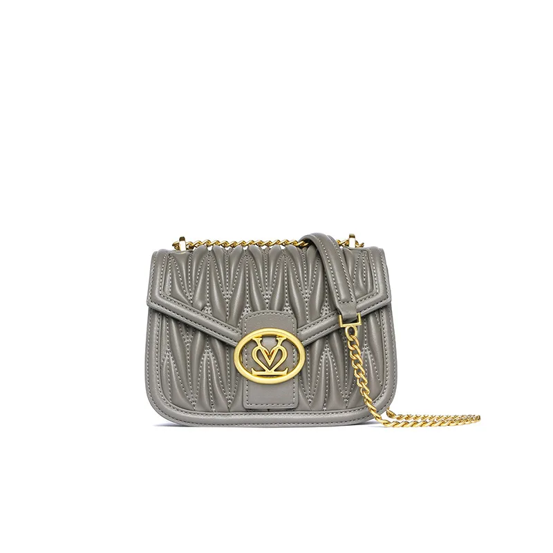 

New Pleated Chain Bag Women's Bag Fashion Niche Design High-end One-shoulder Messenger Bag