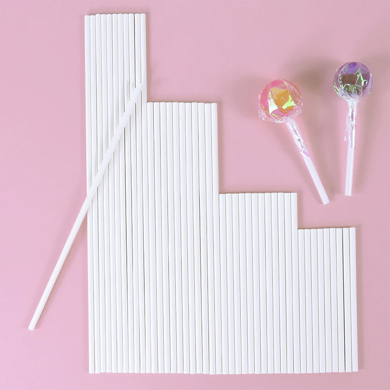 

100pc Lollipop Paper Stick White Paper Solid Core Lollipop Chocolate Cake Pop Sticks Baking Accessories Sugar Craft Fondant Mold