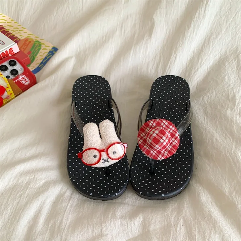 Фото Пляжные шлепанцы Hot Miffy с толстой подошвой, нескользящие, удобные, универсальные, для отдыха на пляже, повседневные сандалии-вьетнамки, обувь для прогулок. №3