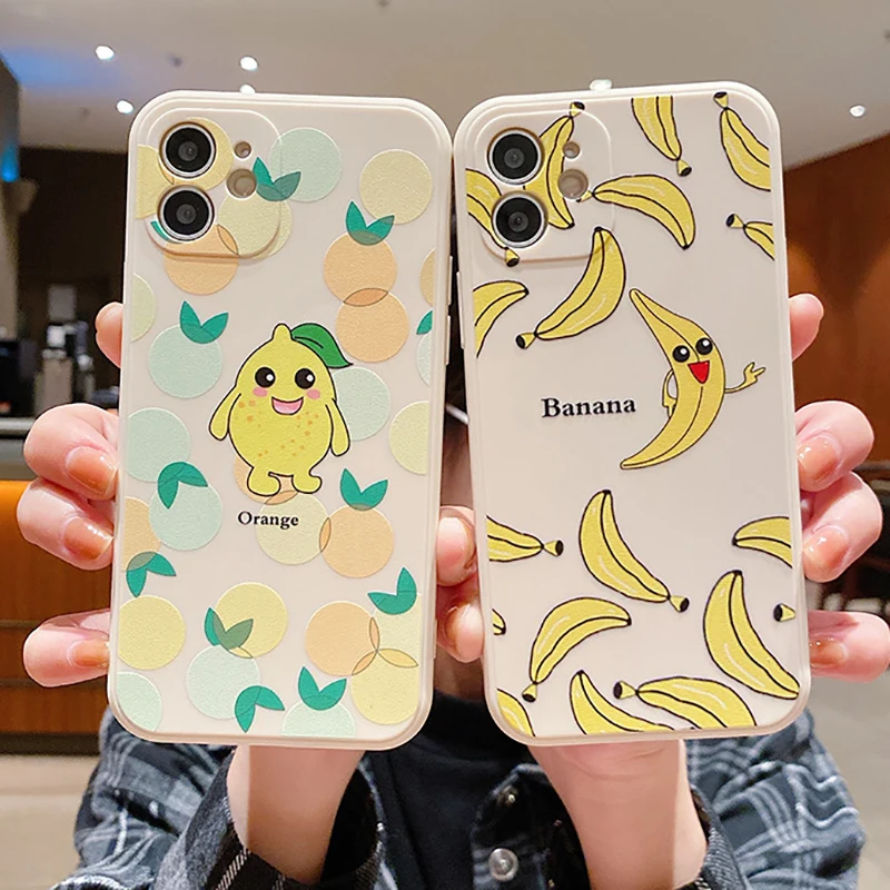 

Cartoon Fruit Banana Lemon Phone Case For Apple iPhone 11 12 13 Pro 12 13 Mini X XR XS Max 6 6S 7 8 Plus Silicon Cover Smartphon