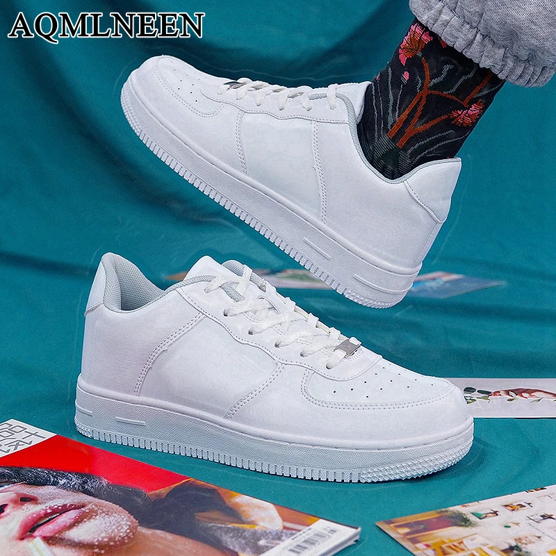 

Men Shoes Solid White Black Women Leather Low Sneakers Outdoor Sports Breathable Children's Fashion Skateboarding Shoes 2022