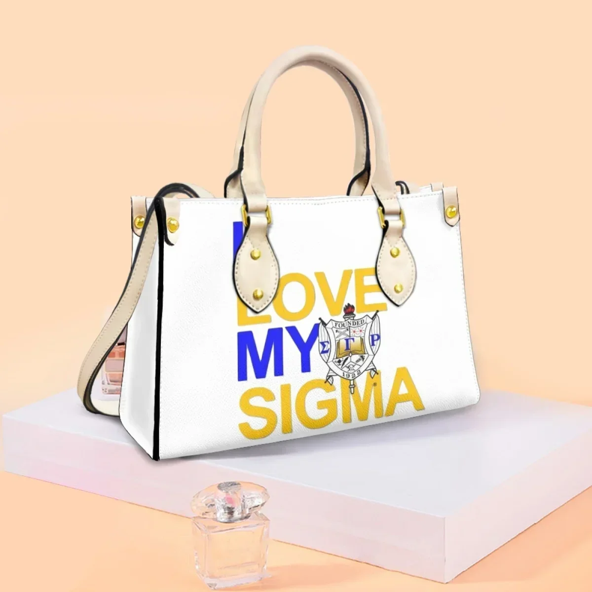 Фото Sigma Gamma Rho вечерние клатчи с принтом, женский подарок, высококачественная сумка-мессенджер из искусственной кожи с верхней ручкой, портативные сумки для покупок на открытом воздухе №2