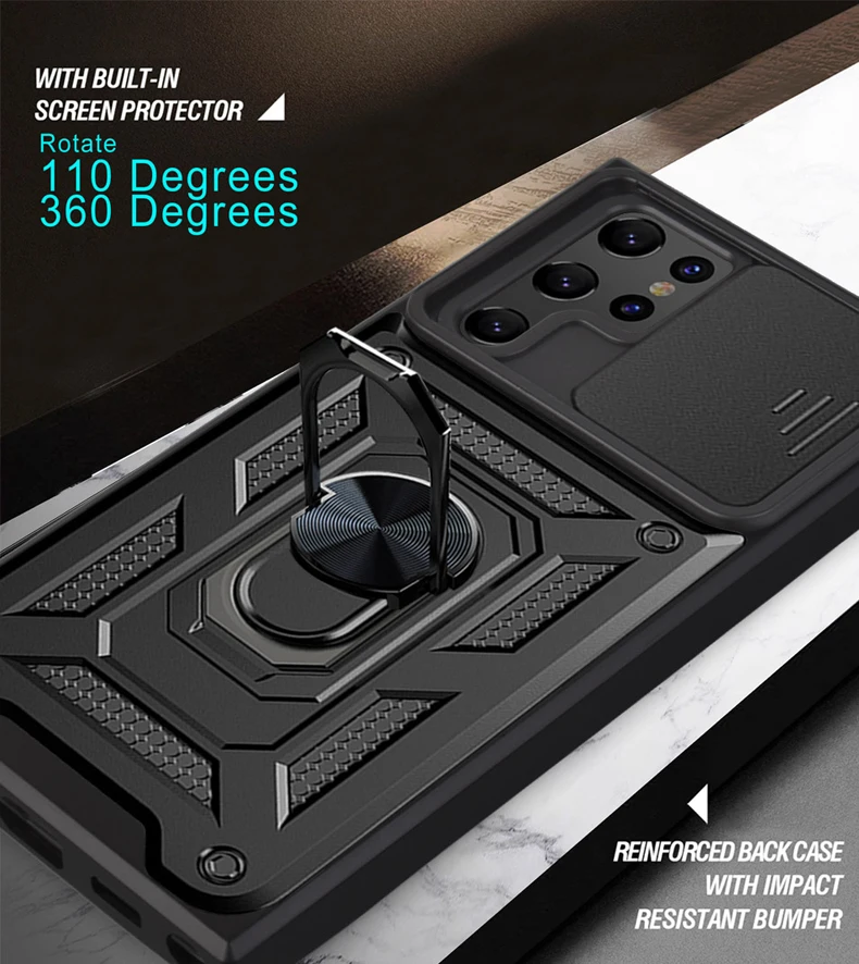 

Slide Camera Armor Magnetic Case For Samsung Galaxy S22 Ultra S21 S20 FE A13 A53 A33 A52 A12 Shockproof Silicone TPU Phone Cover