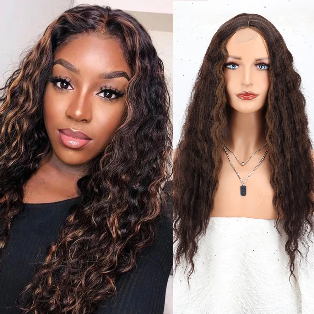 

Синтетический длинный Свободный парик с глубокой волной, парики для женщин, натуральные волосы, американский бразильский парик из 30 синтет...