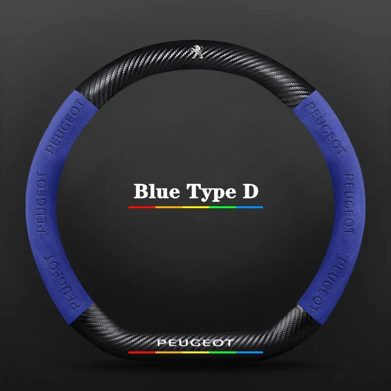 

Car Suede Carbon Fiber Non-Slip Steering Wheel Cover For Peugeot 108 208 308 408 508 2008 3008 4008 5008 207 307 407 607 301 RCZ