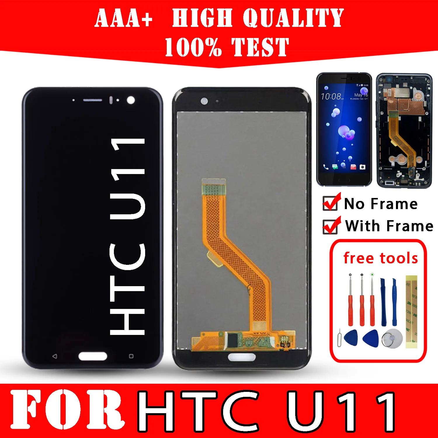 original lcd for htc u11 u 3w u 1w u 3u display premium quality touch screen replacement parts mobile phones repair free tools free global shipping