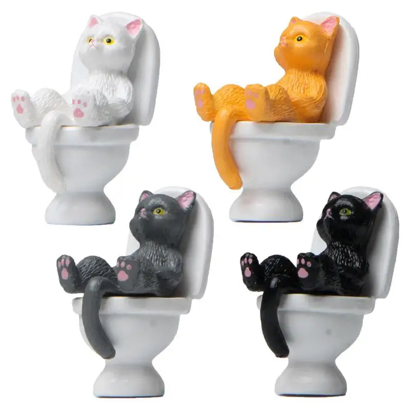 

Креативные Автомобильные украшения, статуэтка кошки, скульптура, статуя туалета, сидящий Китти, украшения из смолы, ландшафтное украшение