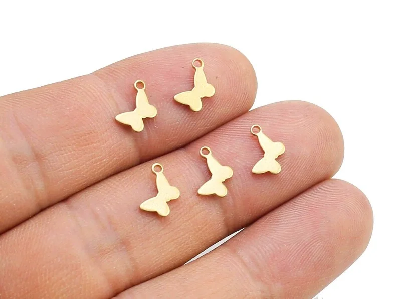 

20pcs Brass Charms, Tiny Butterfly Charms, Earring Accessories, Animal Charms, 9.5x7x0.85mm, Jewelry Making R2135