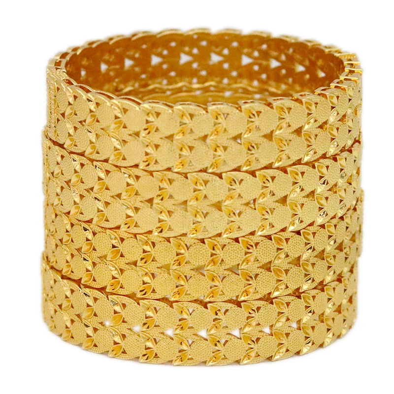 

Dubai 24k Gold Plated Bangles Luxury Indian Bangle African Women Hard Bracelets Charm Wedding Ethiopian Arabic Hand Jewelry
