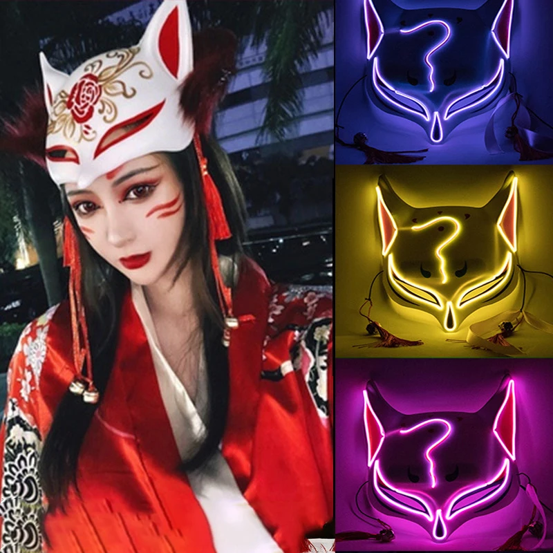 Лидер продаж полукошачье лицо лиса светодиодная подсветильник ка маска для