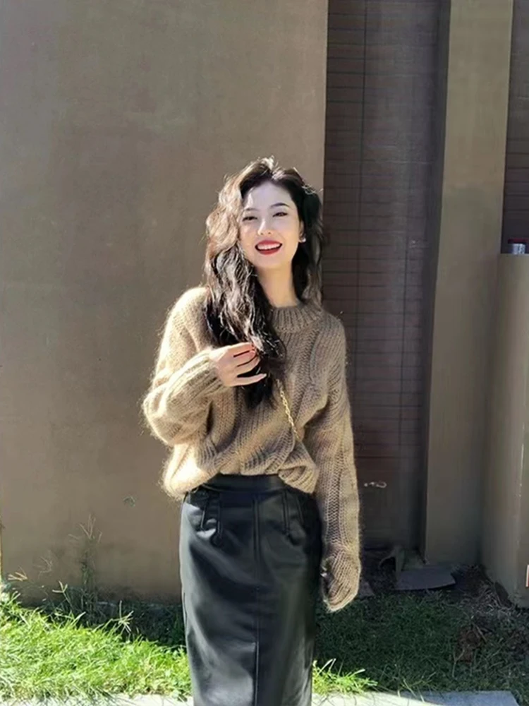 Shenzhen Nanyou Big Brand High Goods Leak-Picking Thick Line round Neck Twist Sweater Women Autumn and Winter Soft Glutinous ...