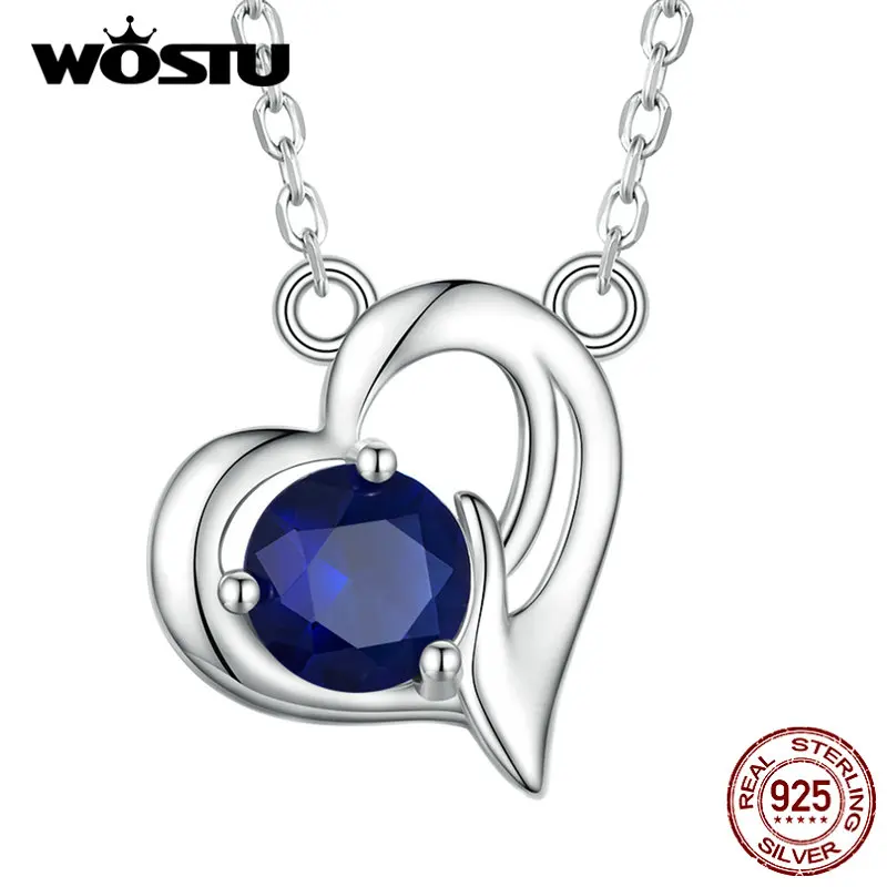 

Женское ожерелье из серебра 925 пробы с синим сердцем