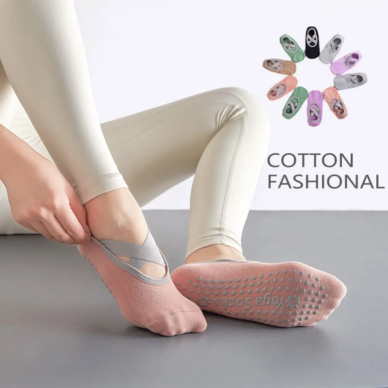 

6 Pairs Yoga Sports Invisible Socks Women Anti-Slip Gym Fitness Breathable Cross Back Pilates Dance Ankle Split No Show Socks