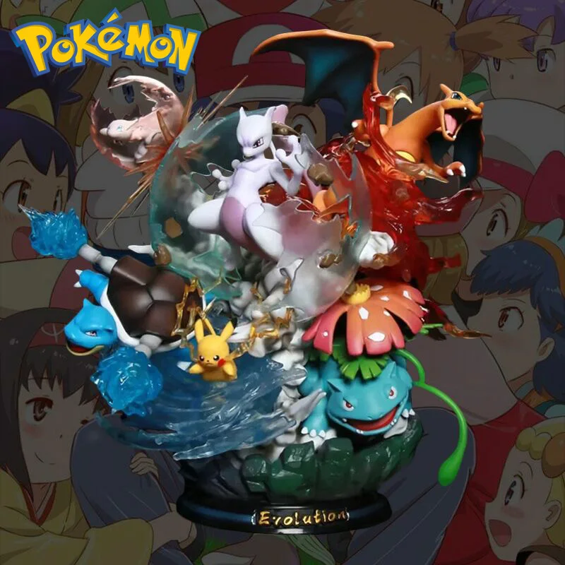 

40cm Anime Pokemon Figure Mewtwo Blastoise Charizard Venusaur Large Statue pvc Action Figurine Collectible Model Toy Decor Gift