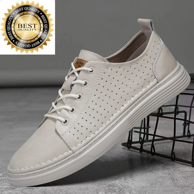 

Casual Summer breathable Genuine Leather Shoes Men's handmade Quality Male white Oxford Jogging 리얼 가죽 스니커즈 남성용 커플슈즈
