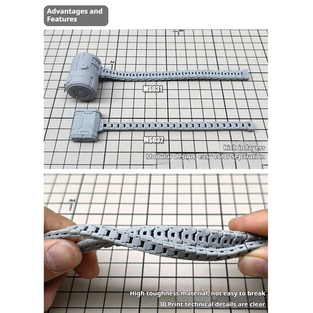 Фото Для MG 1/100 Gouf HG RG 1/144: Система подачи патронов Гатлинга, звенья магазинного ремня, ремень для патронов Гатлинга, аксессуарная деталь №2
