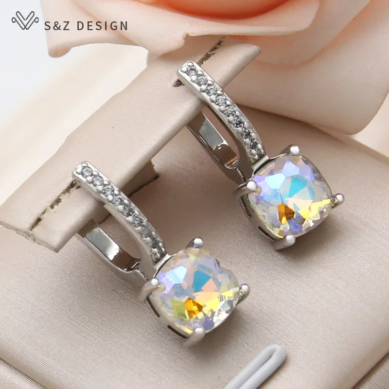 S&ampZ дизайн новых модных квадратных хрустальных сережки вислей для женщин