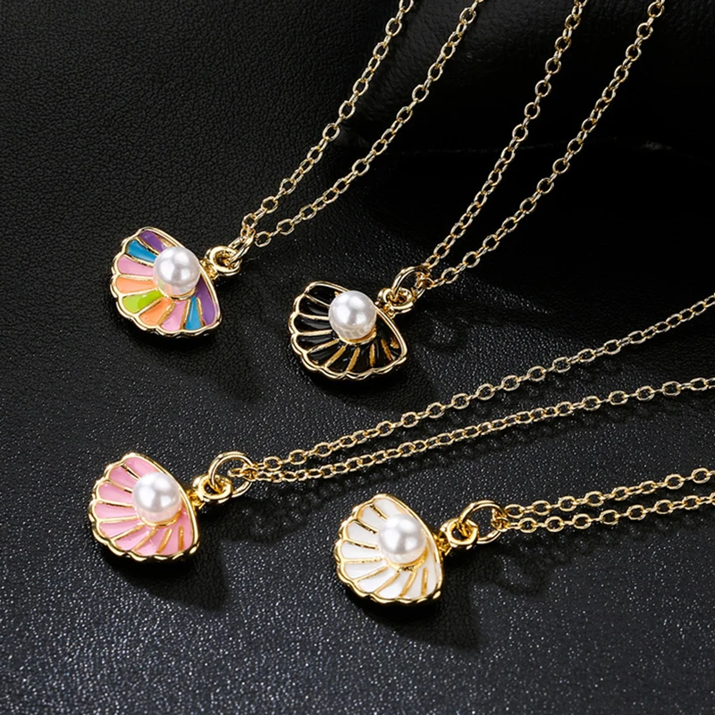 

Романтическое ожерелье с подвеской в виде масляной ракушки для женщин, подвеска на цепочке до ключиц, подарок на День святого Валентина для ...