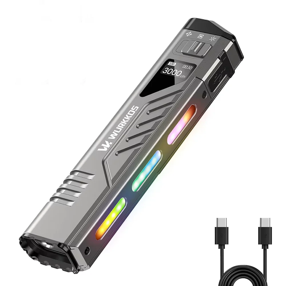 Wurkkos TD11 перезаряжаемый тактический фонарик портативный цифровой дисплей USB-C 3000Lm IPX6 водонепроницаемый хвостовой переключатель для Campi