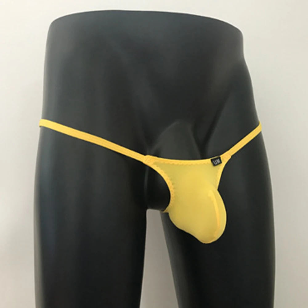 

Men Ice Silk Thin Jock Strap Thong Briefs Sexy Crotch Bulge Cock Pouch T-Back Underpants Hip Lift Exposed Butt Underwear