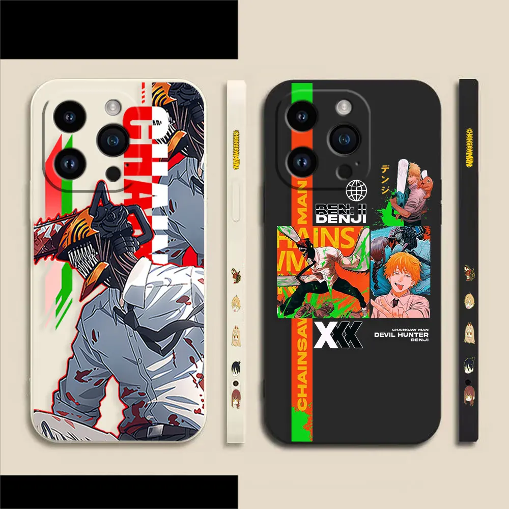 

Denji Chainsaw Man Phone Case For Apple iPhone 14 13 12 11 Pro XS Max Mini X XR SE 7 8 6 6S Plus Colour Liquid Case Funda Shell