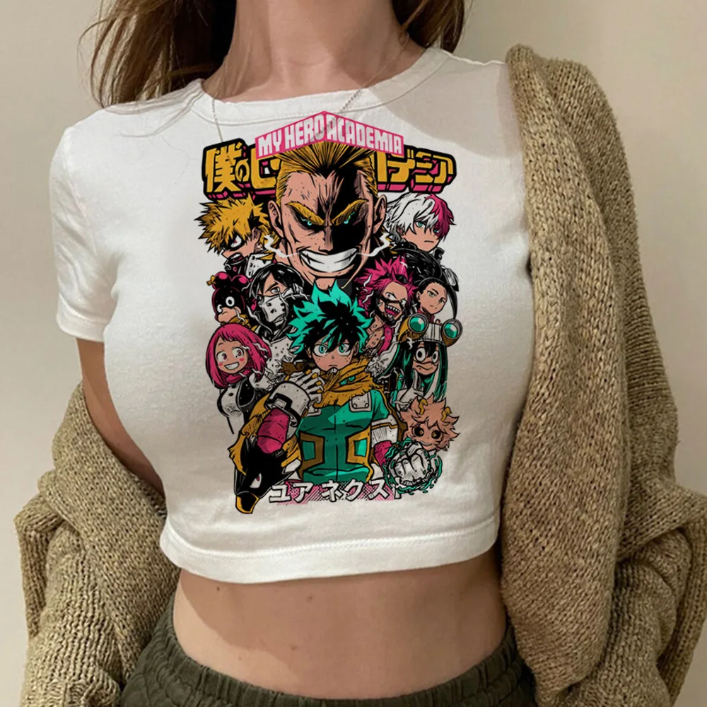 Фото Укороченный топ My Hero Academy Fairy gyaru, милая уличная одежда в стиле гранж, кокетка 2025 года, футболки для подростков y2k №1