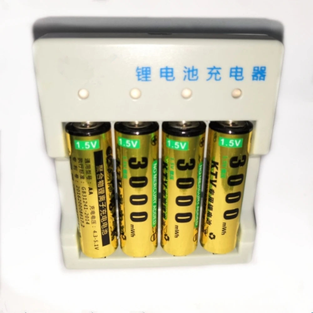 

4pcs 1.5v 3000mWh no memory effect aa rechargeable Li-polymer li-ion polymer lithium battery + 4 slots USB Charger