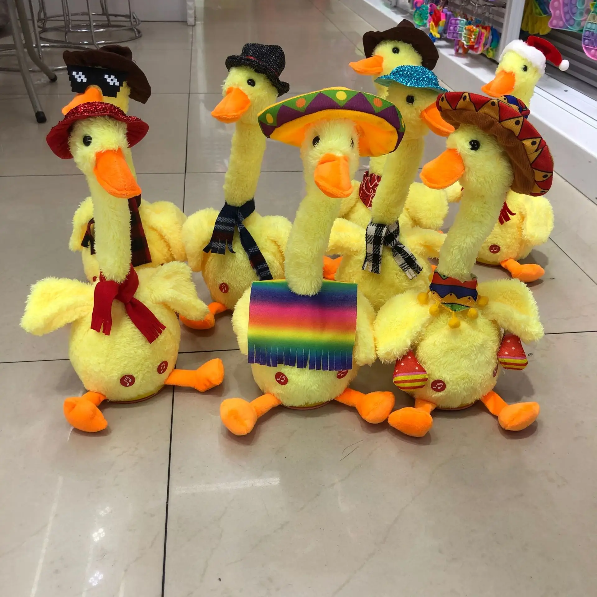 

9 Style Cute Dancing Ducks Can Sing and Glow with Recorded Dry Battery Kawaii Dolls to Accompany Children's Toys Birthday Gifts