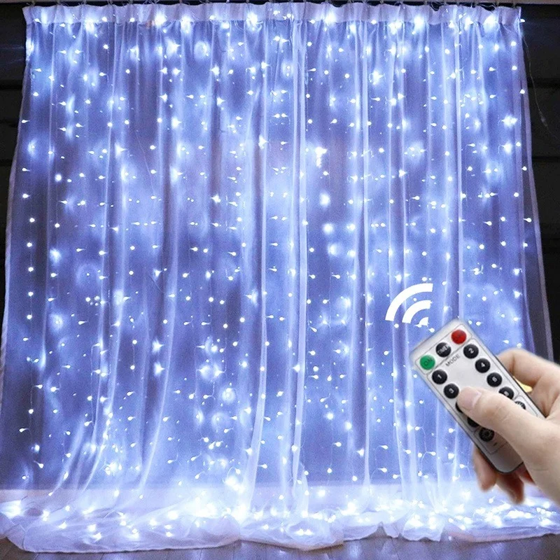 

Curtain LED String Lights Christmas Decarations 3M Remote Control Ramadan Lights Wedding Curtain Garland Decoration Ramadan