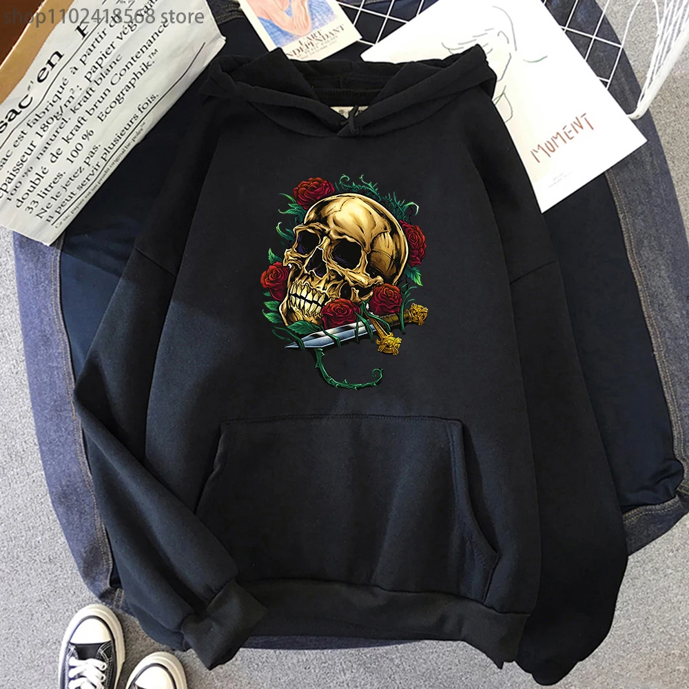 

Guns N Roses SKULL Hoodies Music Band Cartoon Sweatshirts Skeleton Print Casual Mens Long Sleeve Hooded Harajuku Kpop Pullovers