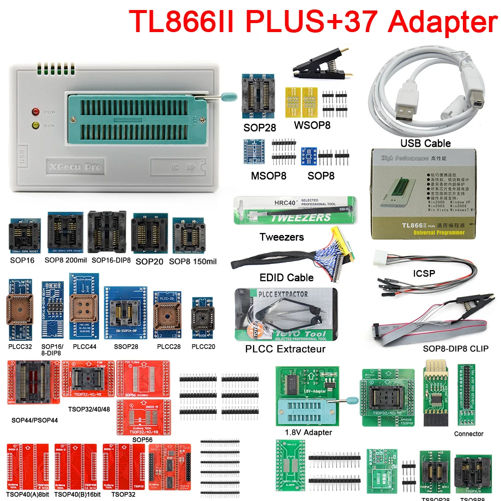 Upemly TL866II Plus универсальный программатор V11.9 тестовый зажим TL866 PIC Bios поддержка 17276 +