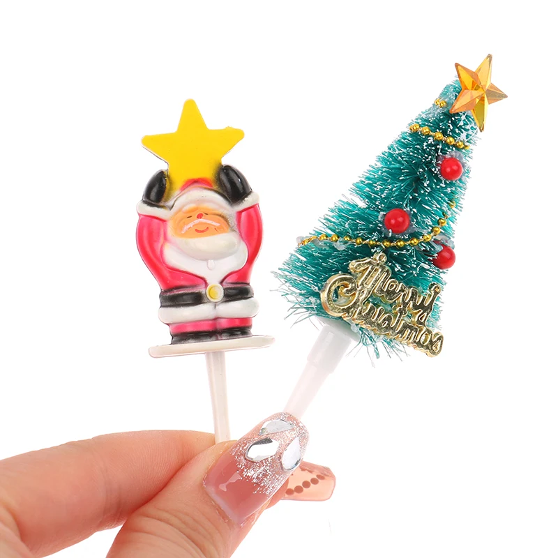 

10Pcs Merry Christmas Cake Toppers Cartoon Christmas Tree Cake Decor For Party Home Christmas Festival Decoration Accessories