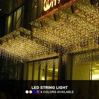 4M Christmas LED Curtain Icicle String Lights Droop 0.4M-0.6M Waterfall Outdoor Fairy Garland Light Wedding Party Garden Decor