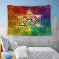 merkabah and flower of life with metatron s cube home psychedelic colorful wall hanging tapestries dorm art yoga mat tapiz