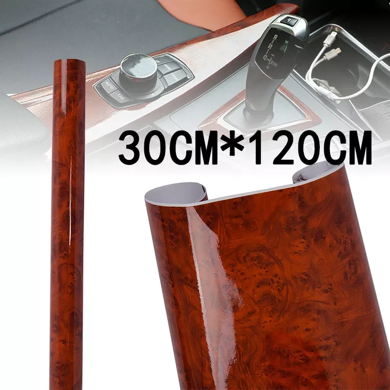 

Dashboard Panel High Glossy Wood Grain Vinyl Trim Film Sticker Decor Protector DIY Film Car Interior Moulding Stylish