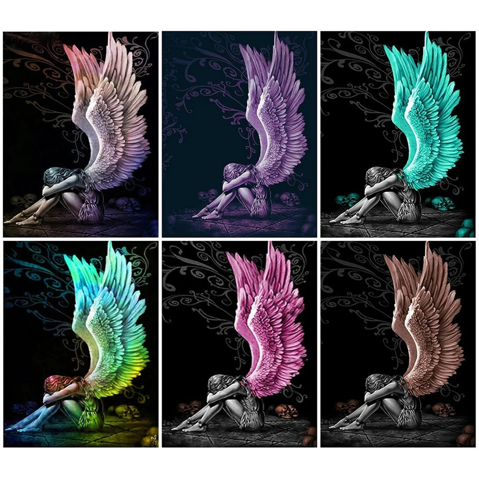 

5D DIY Diamond Painting Angel Girl Wings Picture Of Rhinestone Full Diamond Embroidery Mosaic Needlework Portrait Wall Art Decor